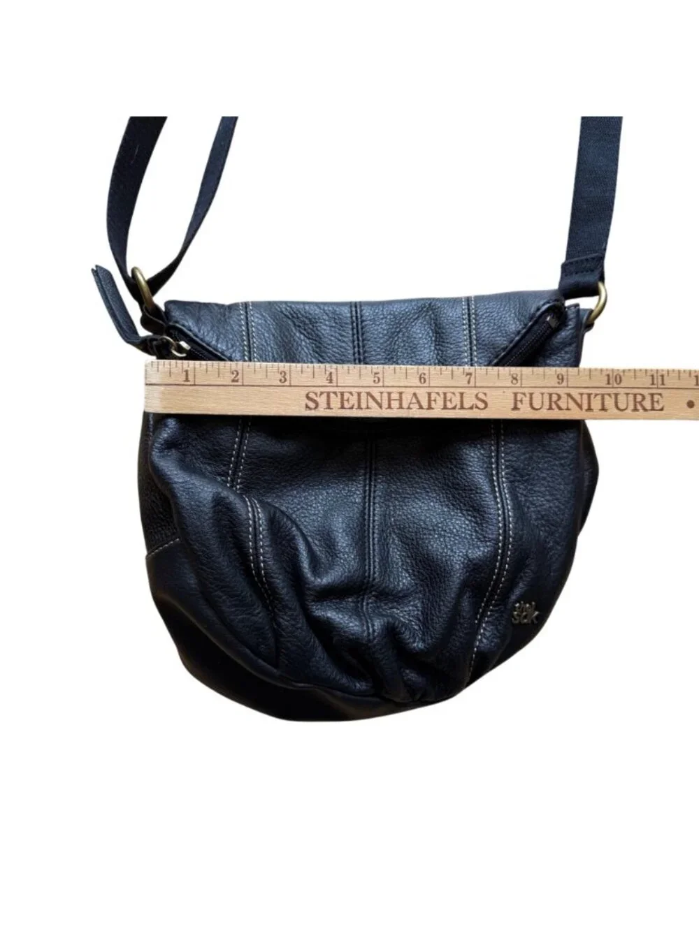 The Sak Deena Women's Crossbody Bag Black Pebbled Leather Flap Messenger Purse